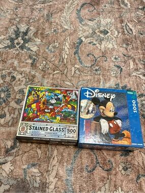 Disney Stained Glass and Photomosaics Mickey Mouse Jigsaw Puzzle Bundle